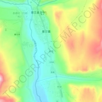 Topografische Karte 曲隆, Höhe, Relief