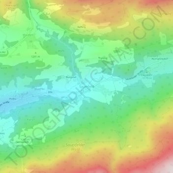 Topografische Karte Sauerfeld, Höhe, Relief