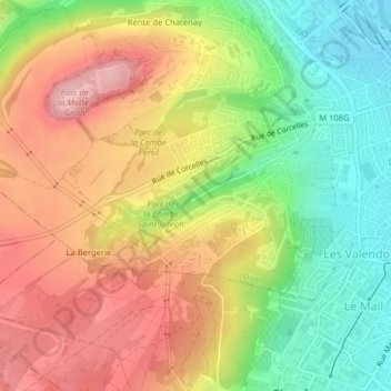 Topografische Karte Combe Saint-Joseph, Höhe, Relief