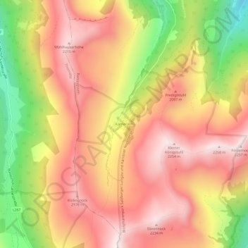 Topografische Karte Karneralm, Höhe, Relief