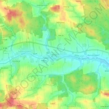 Topografische Karte Dirnaich, Höhe, Relief