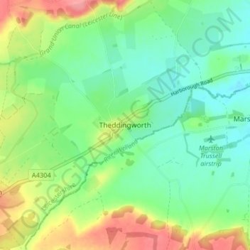 Topografische Karte Theddingworth, Höhe, Relief