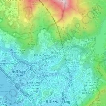 Topografische Karte 韮菜壟, Höhe, Relief