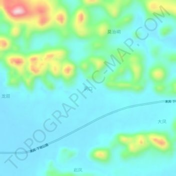 Topografische Karte 洞口, Höhe, Relief
