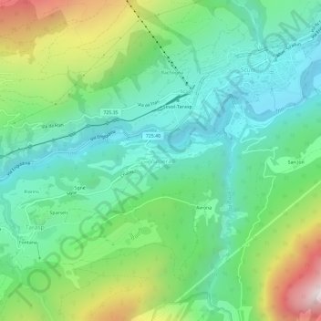 Topografische Karte Vulpera, Höhe, Relief