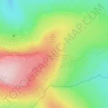 Topografische Karte Black Dub, Höhe, Relief