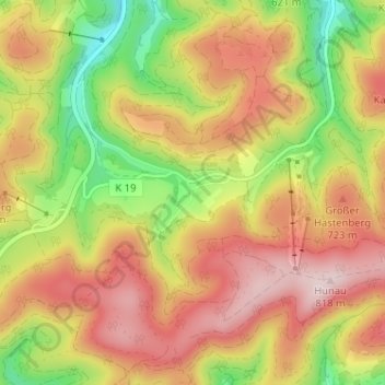 Topografische Karte Osterwald, Höhe, Relief