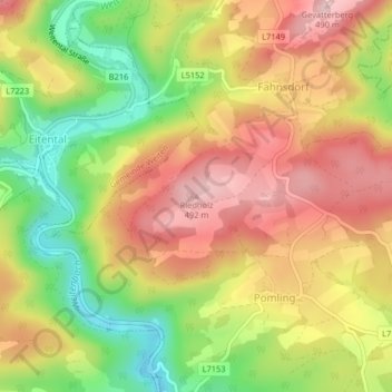 Topografische Karte Riedholz, Höhe, Relief