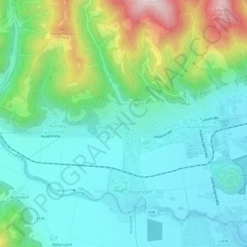 Topografische Karte Dietersdorf, Höhe, Relief