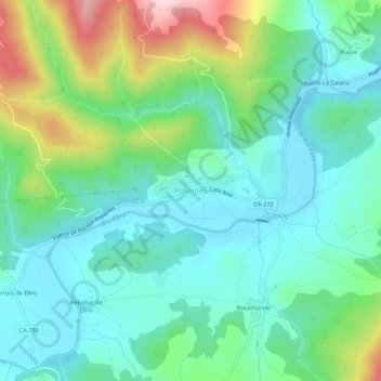 Topografische Karte Polientes, Höhe, Relief