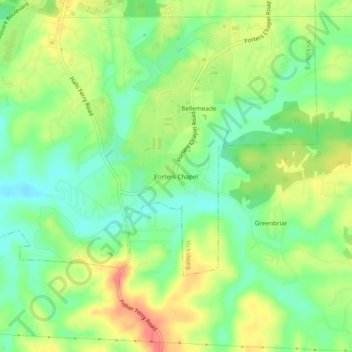 Topografische Karte Porters Chapel, Höhe, Relief