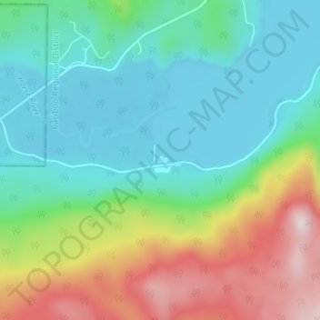 Topografische Karte Canim Lake, Höhe, Relief