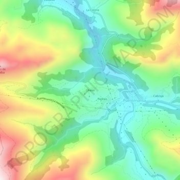Topografische Karte Obeso, Höhe, Relief