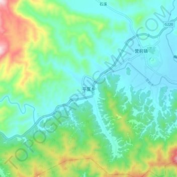 Topografische Karte 平富乡, Höhe, Relief