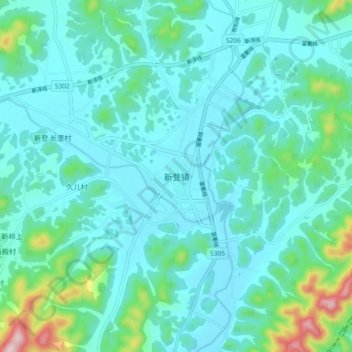 Topografische Karte 新登镇, Höhe, Relief