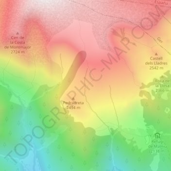 Topografische Karte la Tossa, Höhe, Relief