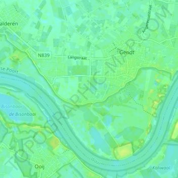 Topografische Karte Kommerdijk, Höhe, Relief