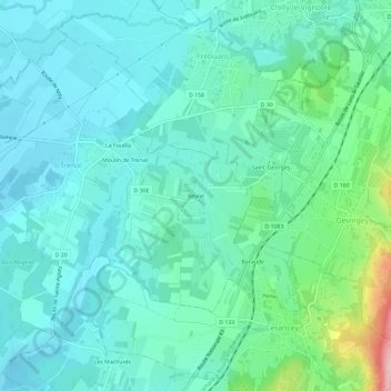 Topografische Karte Beyne, Höhe, Relief