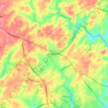 Topografische Karte Hockessin, Höhe, Relief