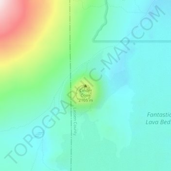Topografische Karte Cinder Cone, Höhe, Relief