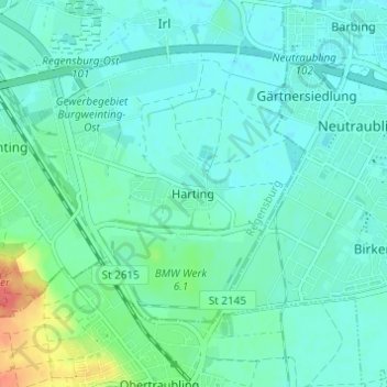 Topografische Karte Harting, Höhe, Relief