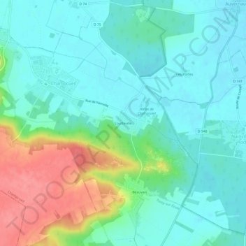 Topografische Karte Loutteville, Höhe, Relief