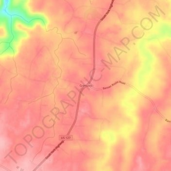 Topografische Karte Grimsley, Höhe, Relief