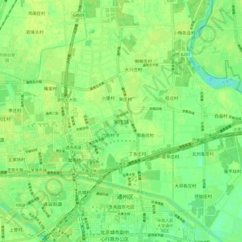 Topografische Karte 宋庄镇, Höhe, Relief