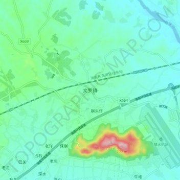 Topografische Karte 文罗镇, Höhe, Relief