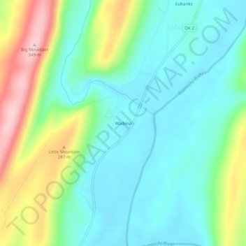 Topografische Karte Wadena, Höhe, Relief