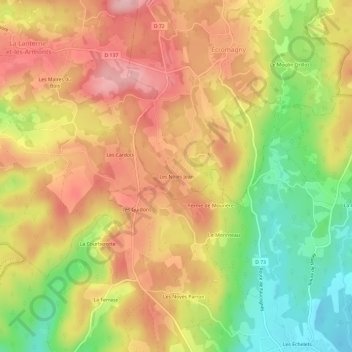 Topografische Karte Les Noies Jean, Höhe, Relief