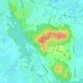 Topografische Karte Lochemse Berg, Höhe, Relief