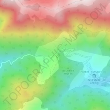 Topografische Karte Col de Portet d'Aspet, Höhe, Relief