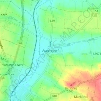 Topografische Karte Aspersdorf, Höhe, Relief