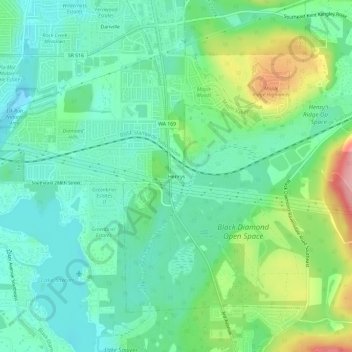 Topografische Karte Henrys, Höhe, Relief