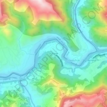 Topografische Karte Bishaltar, Höhe, Relief