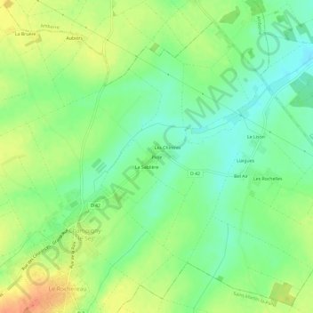 Topografische Karte Puze, Höhe, Relief