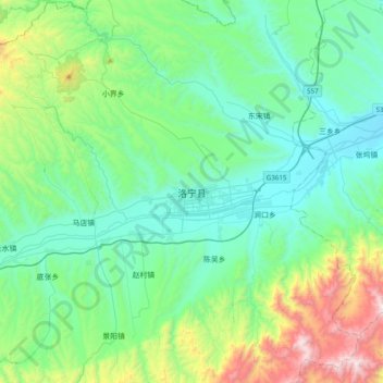 Topografische Karte 洛宁县, Höhe, Relief