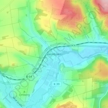 Topografische Karte Hembsen, Höhe, Relief