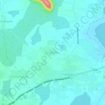 Topografische Karte Sirumathur, Höhe, Relief