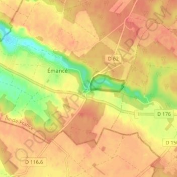 Topografische Karte Sauvage, Höhe, Relief