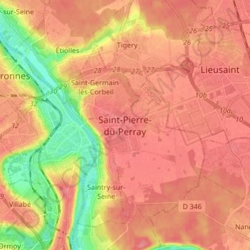 Topografische Karte Saint-Pierre-du-Perray, Höhe, Relief