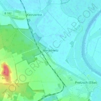 Topografische Karte Merschwitz, Höhe, Relief