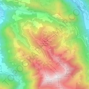 Topografische Karte Guzet-Neige Prat Mataou, Höhe, Relief