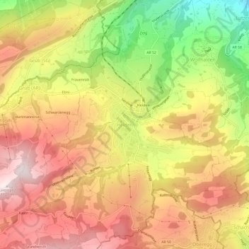 Topografische Karte Heiden, Höhe, Relief