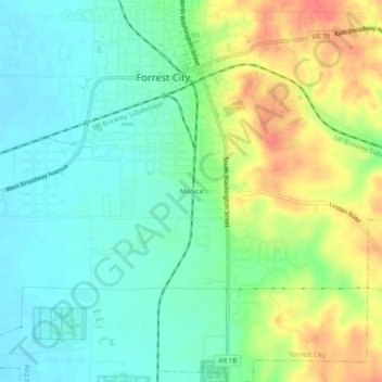 Topografische Karte Monica, Höhe, Relief