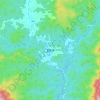 Topografische Karte 东留镇, Höhe, Relief