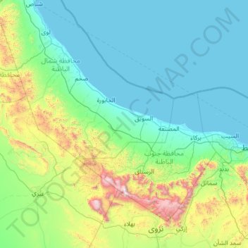 Topografische Karte Al Batina, Höhe, Relief