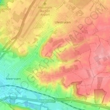 Topografische Karte Waterval, Höhe, Relief
