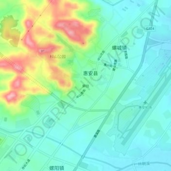 Topografische Karte 錦田, Höhe, Relief